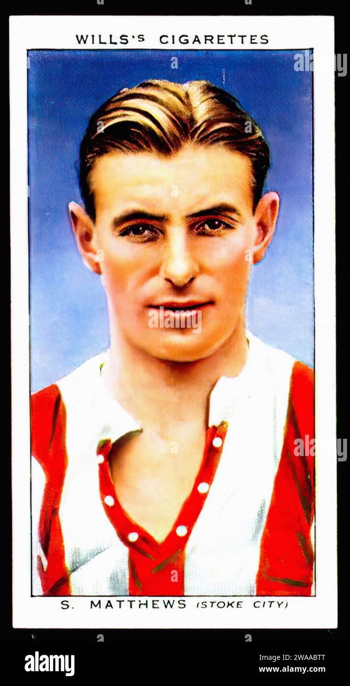 Stanley Matthews, calciatore di Stoke City - illustrazione di carte di sigaretta d'epoca Foto Stock