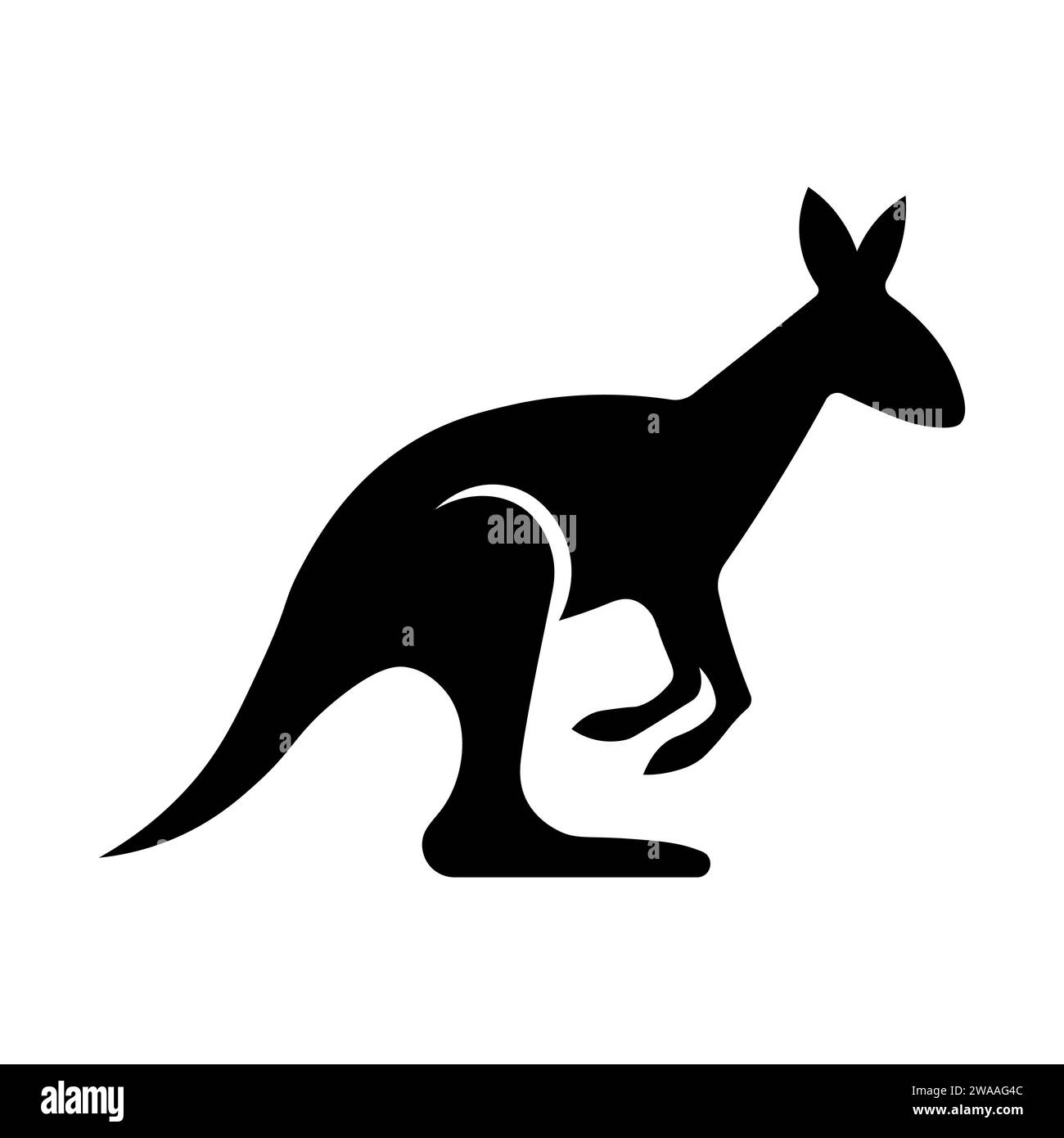 Icona vettoriale nera canguro su sfondo bianco Illustrazione Vettoriale