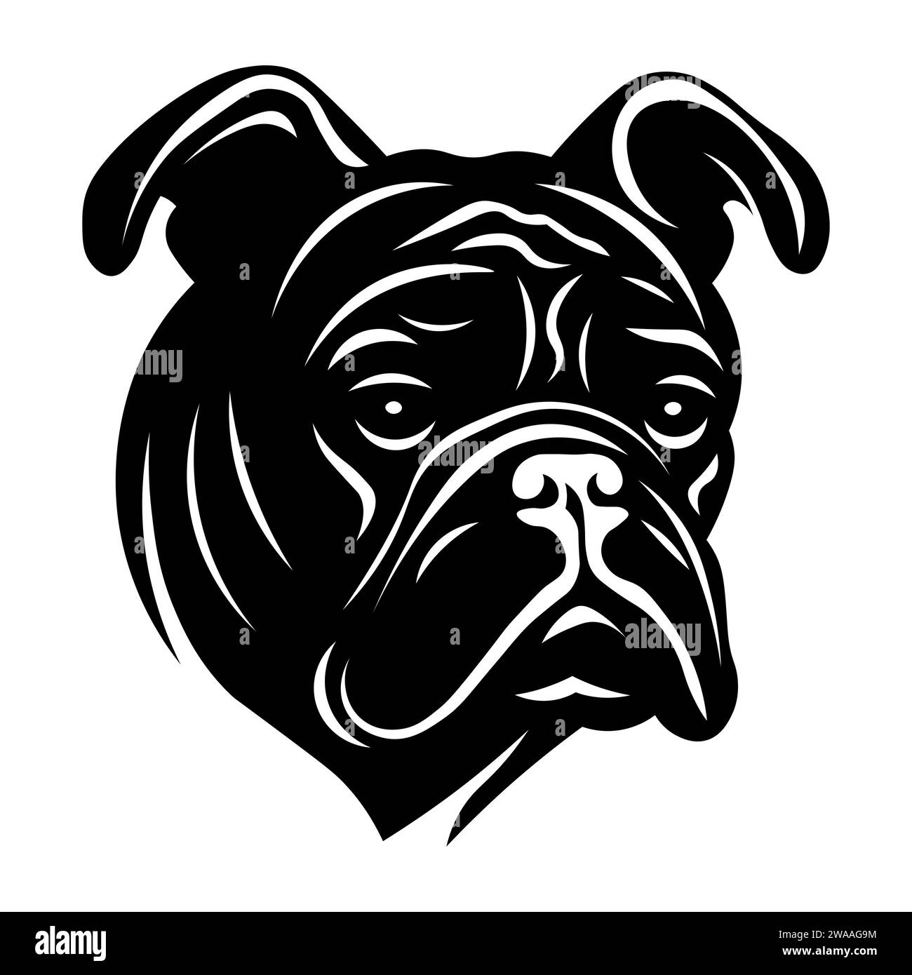 Icona vettoriale nera Bulldog su sfondo bianco Illustrazione Vettoriale