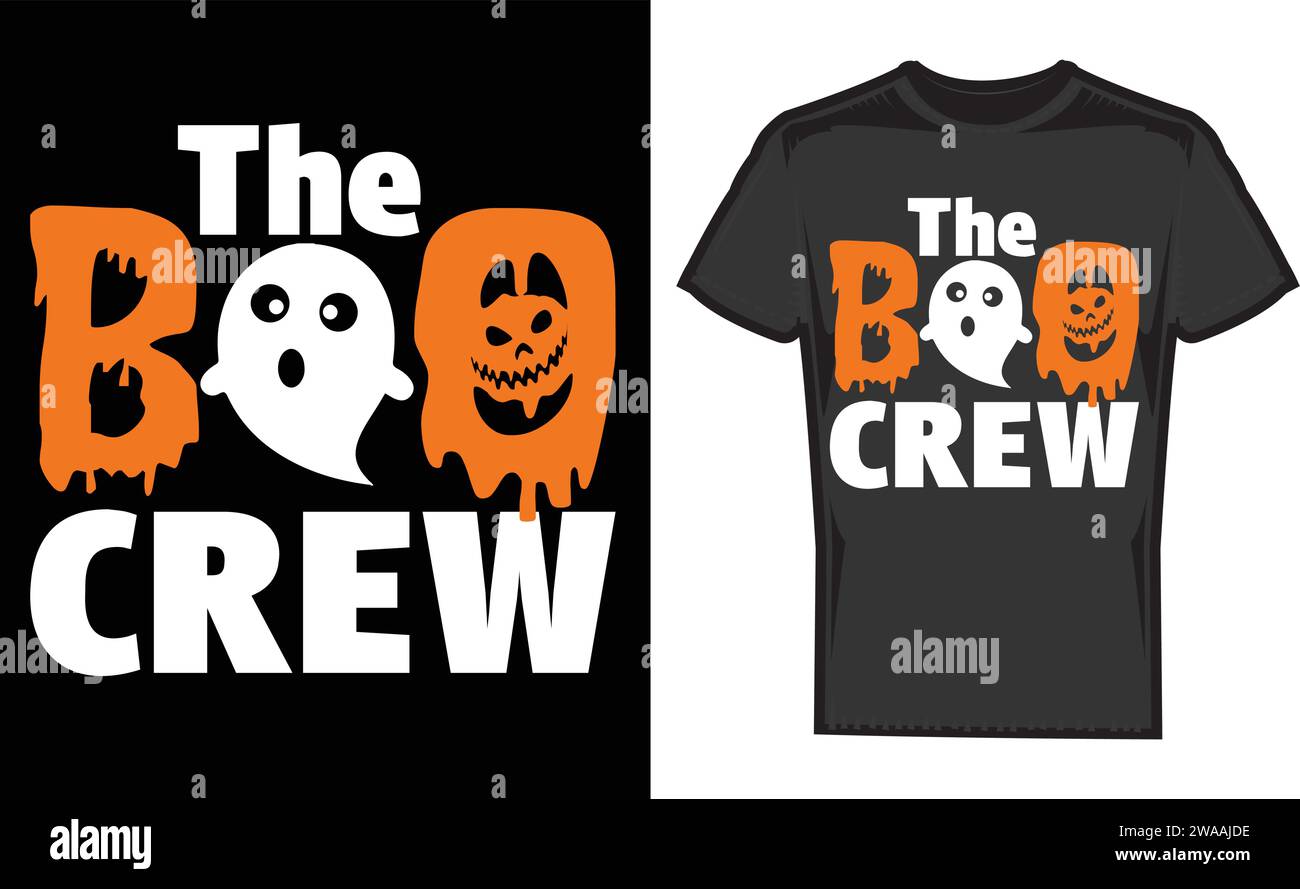 Il Boo Crew, con un design unico di T-Shirt Illustrazione Vettoriale