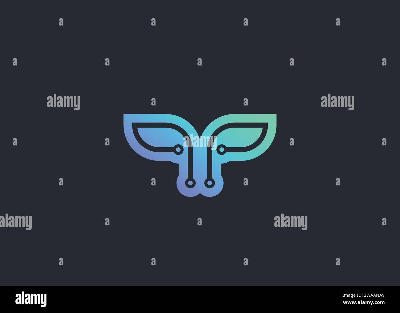 Modello vettoriale di design del logo Green Technology Leaf Illustrazione Vettoriale