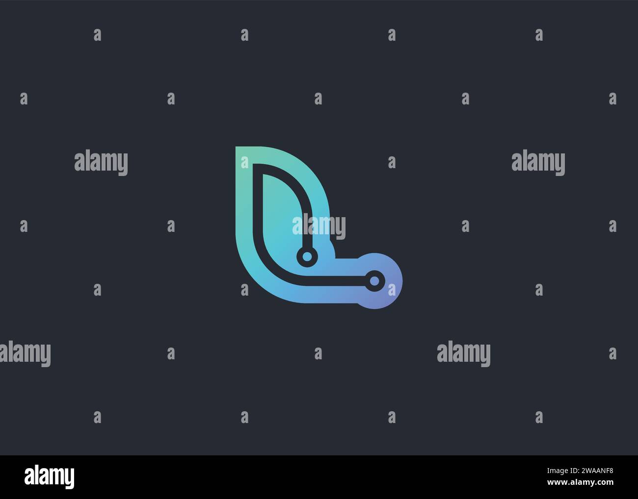 Modello vettoriale di design del logo Green Technology Leaf Illustrazione Vettoriale