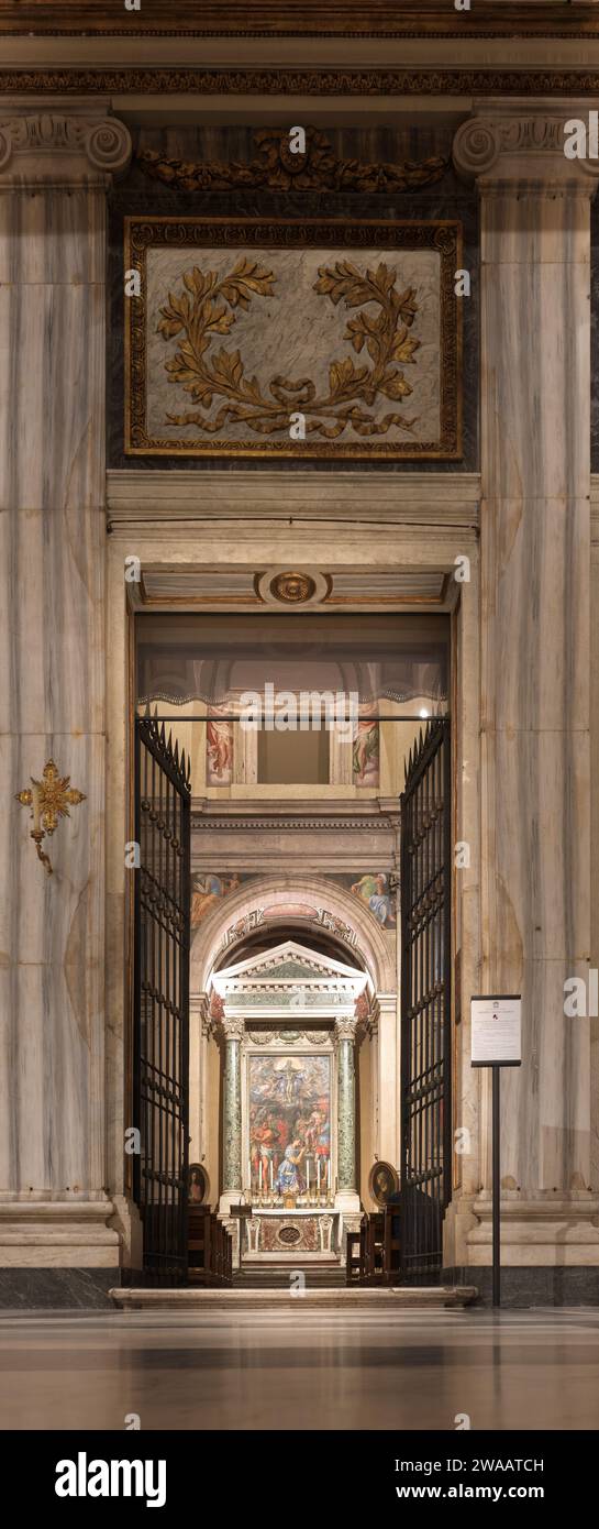 Cappella laterale nella basilica papale di Santa Maria maggiore dedicata alla Vergine Maria madre di Gesù, Roma, Italia. Foto Stock