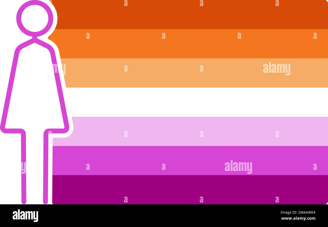 Simbolo icona donna bandiera lesbica. Illustrazione del vettore piatto Illustrazione Vettoriale