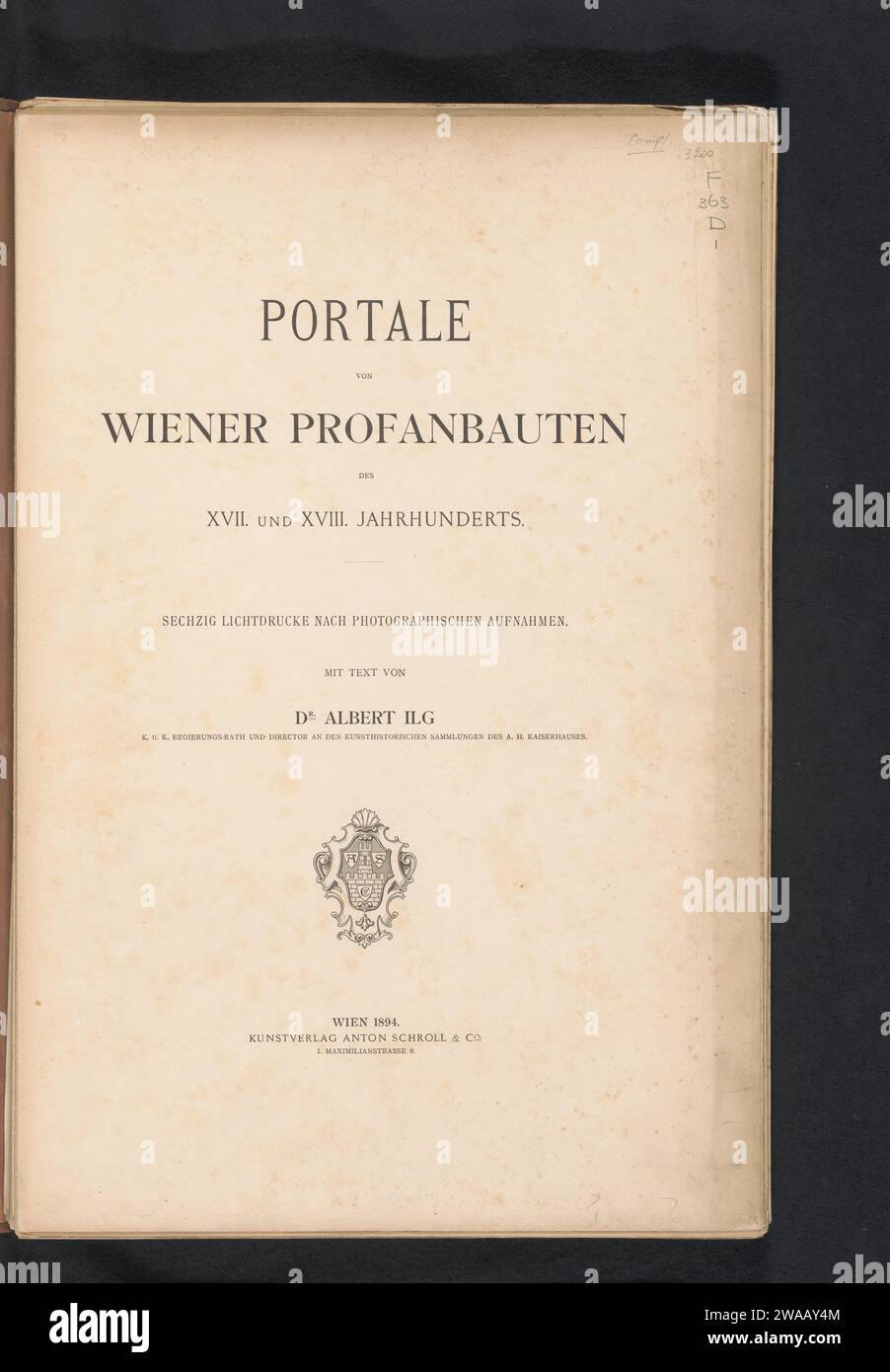 Portali di edifici viennesi profano del XVII E XVIII Century, 1894 portfolio lino (materiale). cartone. stampa su carta/collotipo Foto Stock