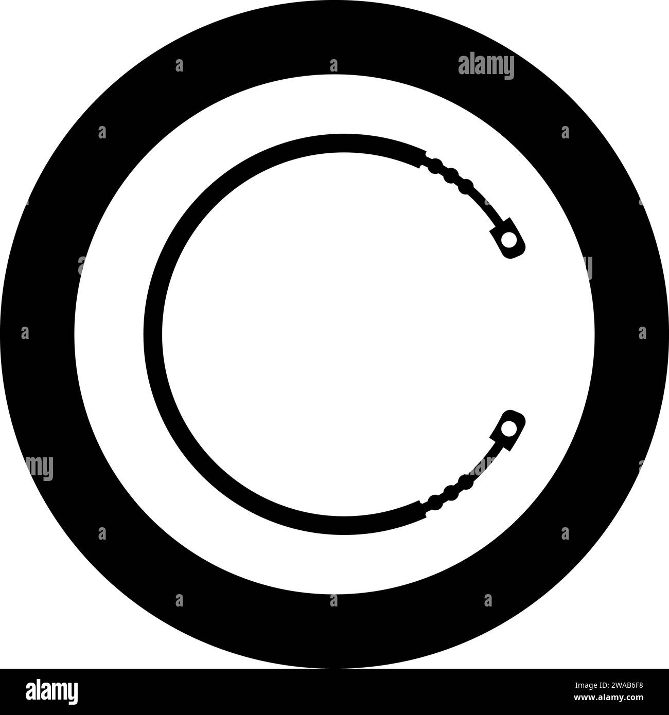 Cavo per auto con frizione tirare l'icona della fune del cambio manuale in cerchio rotondo di colore nero illustrazione vettoriale immagine contorno pieno stile semplice Illustrazione Vettoriale