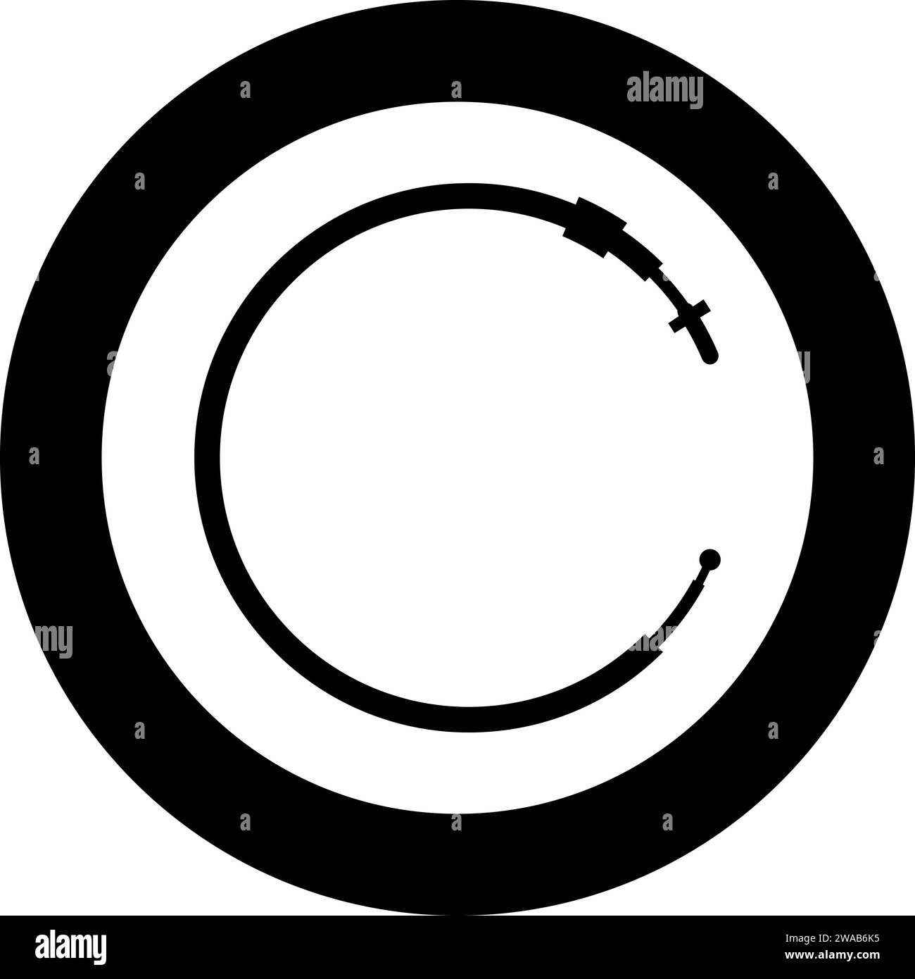 Cavo per auto con frizione a gas tirare l'icona della fune del cambio manuale in cerchio rotondo di colore nero illustrazione vettoriale immagine contorno pieno stile semplice Illustrazione Vettoriale