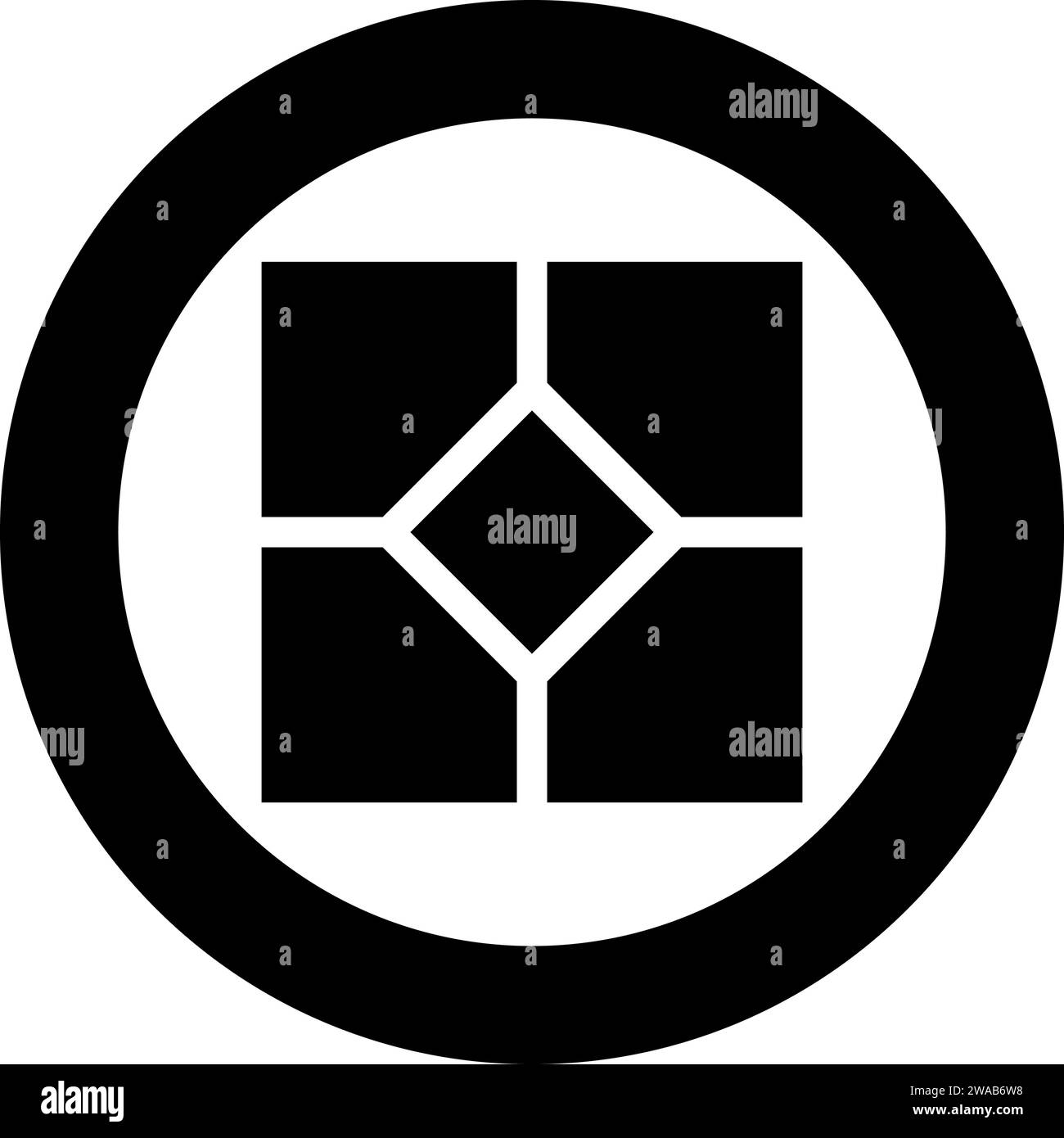Icona della lastra di pavimentazione piastrelle in ceramica in cerchio rotondo colore nero illustrazione vettoriale immagine stile contorno solido semplice Illustrazione Vettoriale