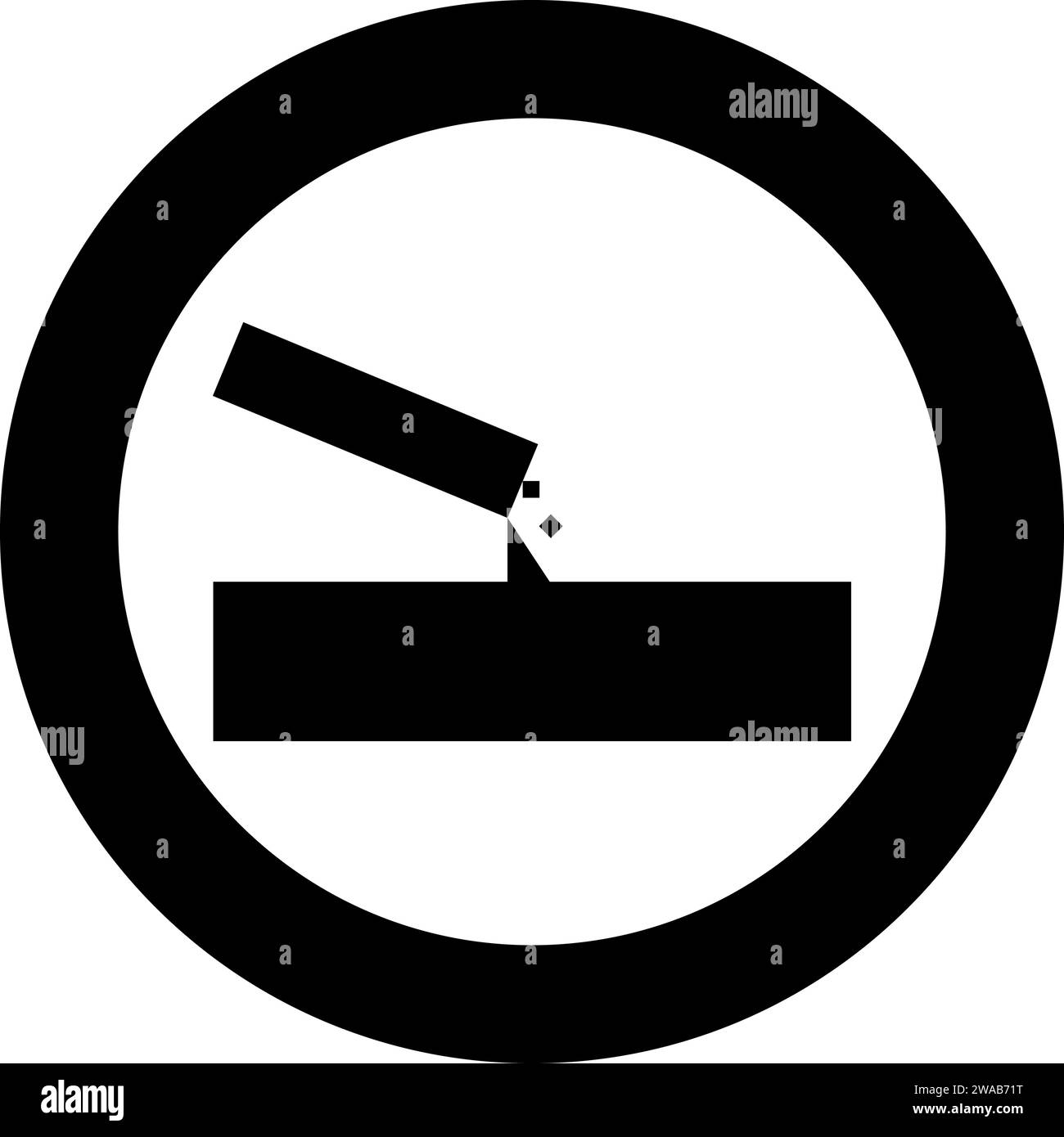 Il calcestruzzo versa l'icona di colata in cerchio rotondo di colore nero illustrazione vettoriale immagine contorno pieno stile semplice Illustrazione Vettoriale