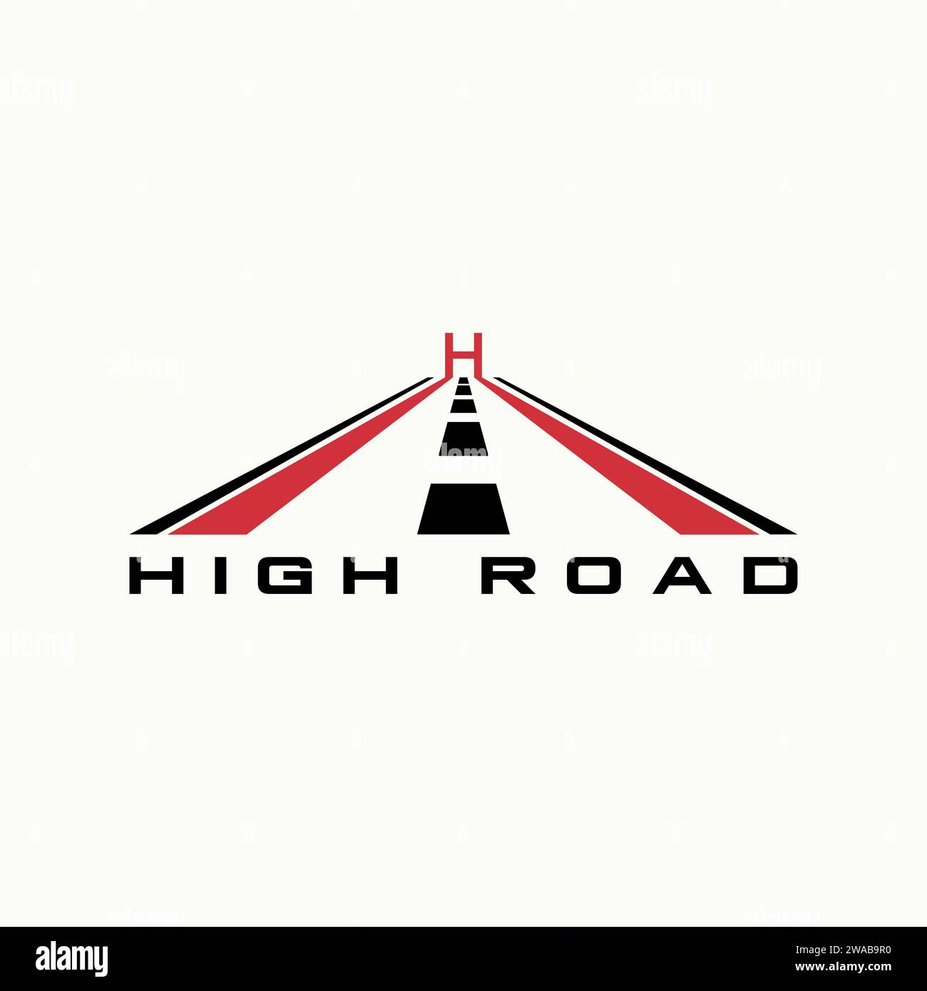Design del logo concept grafico astratto creativo di alta qualità per una strada unica con carattere lettera H come ponte. Relativo alla superstrada automobilistica Illustrazione Vettoriale