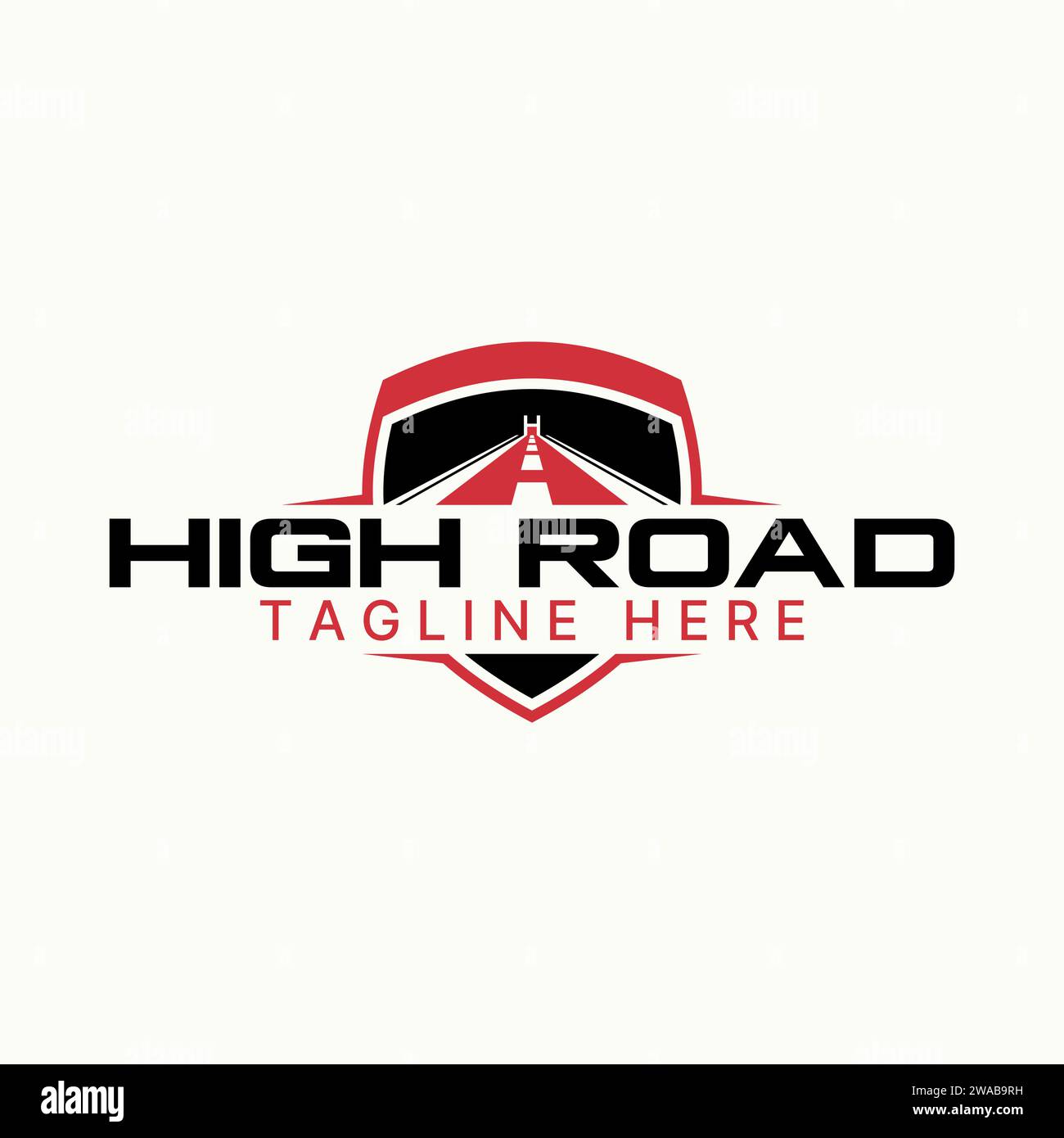 Logo design grafico creativo premium stock emblema shield Guard Road font H iniziale come bridge. Relativo alla guida di autoveicoli di sicurezza in autostrada Illustrazione Vettoriale