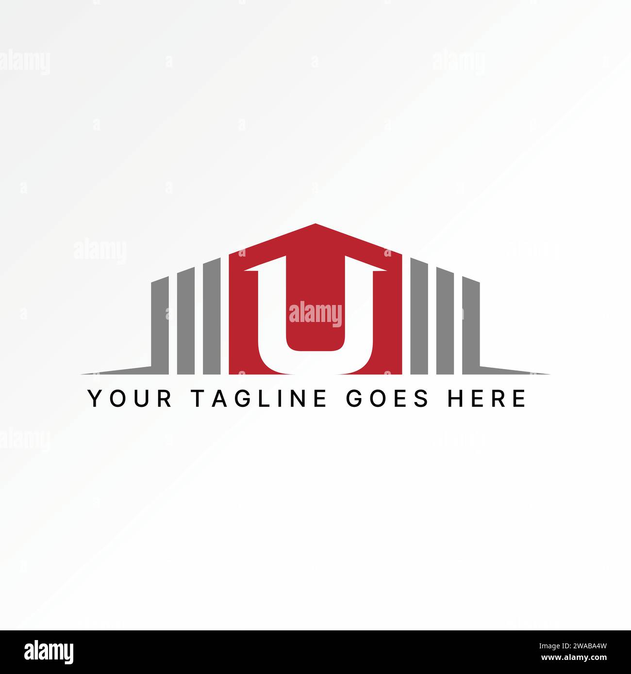 Logo design concept grafico astratto creativo stock vettoriale premium edificio di magazzino con linea unica. Scorte di negozi di fabbrica per rientri correlati Illustrazione Vettoriale