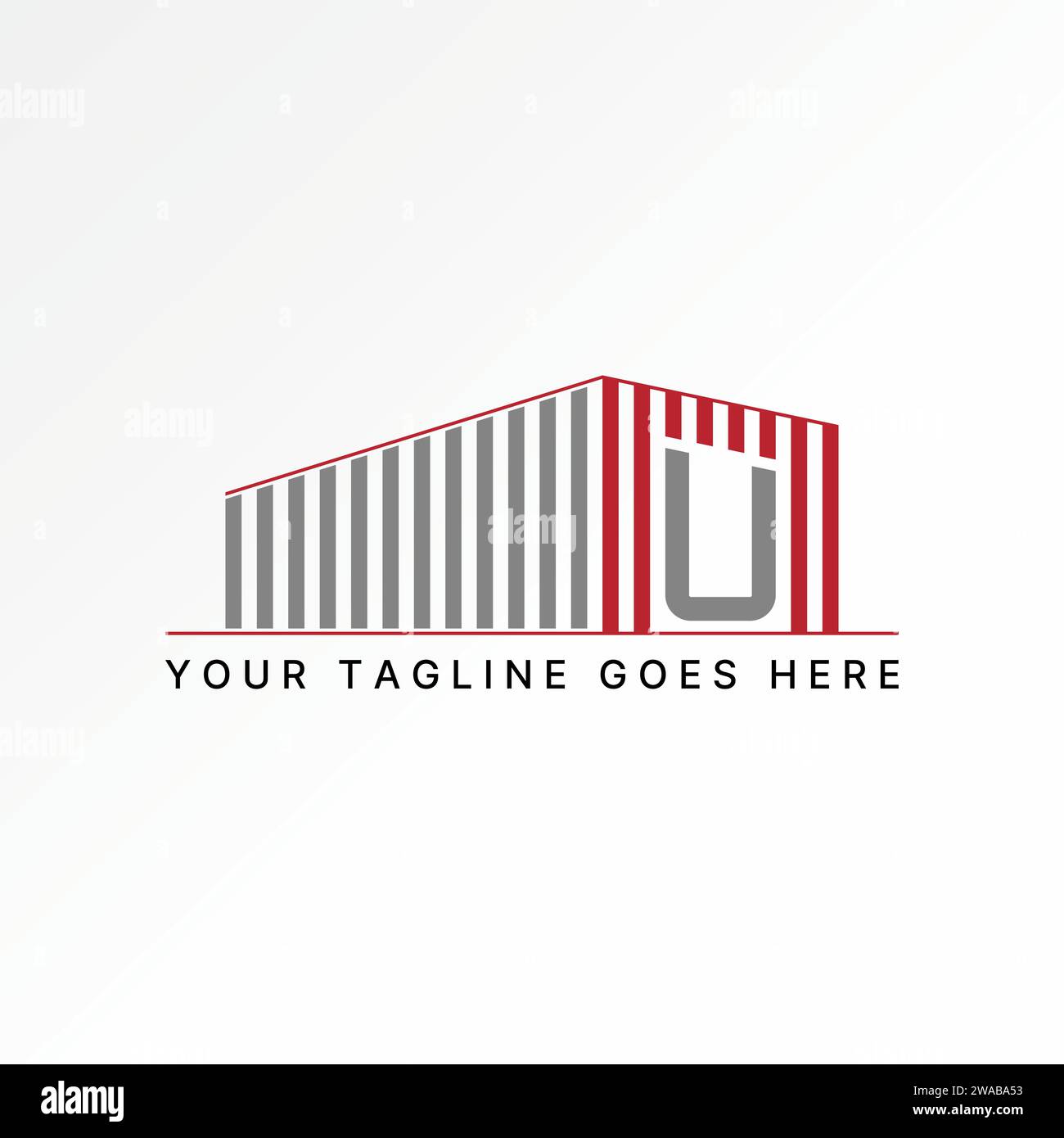 Logo design concept grafico astratto creativo stock vettoriale premium esclusivo edificio magazzino linea U iniziale linea 3D. Relativo al negozio di indutries Illustrazione Vettoriale