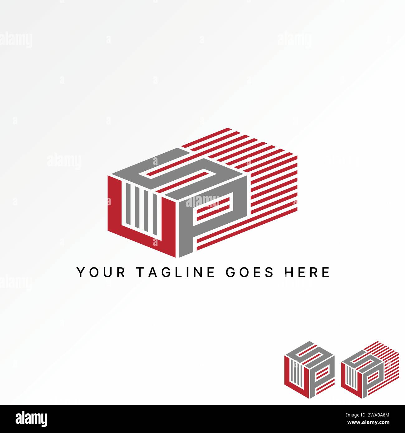 Logo design concept grafico astratto creativo stock vettoriale premium esclusivo magazzino font USP iniziale linea 3D. Relativo alle scorte di negozi di fabbrica Illustrazione Vettoriale