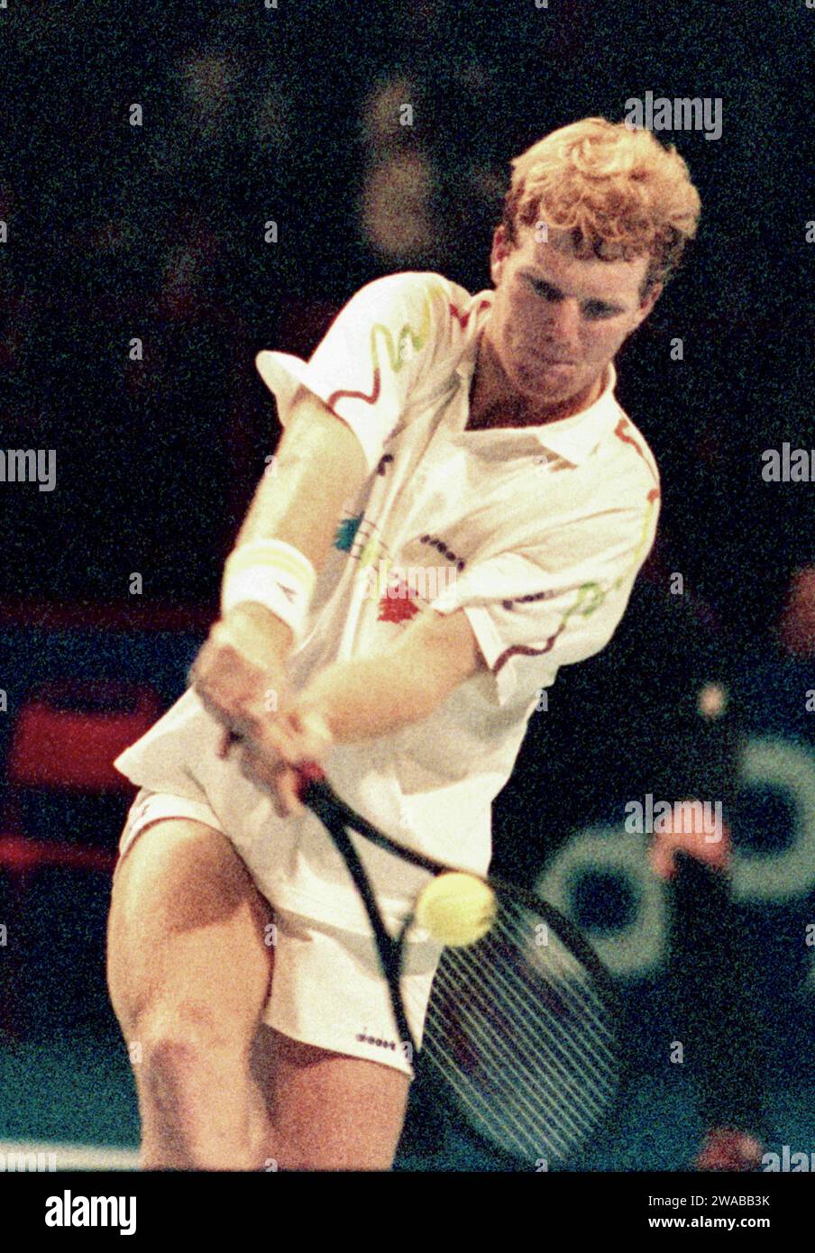 JIM COURIER Tennis USA durante la quaterfinale allo Stockholm Open contro lo svedese Stefan Edberg 1989 Foto Stock