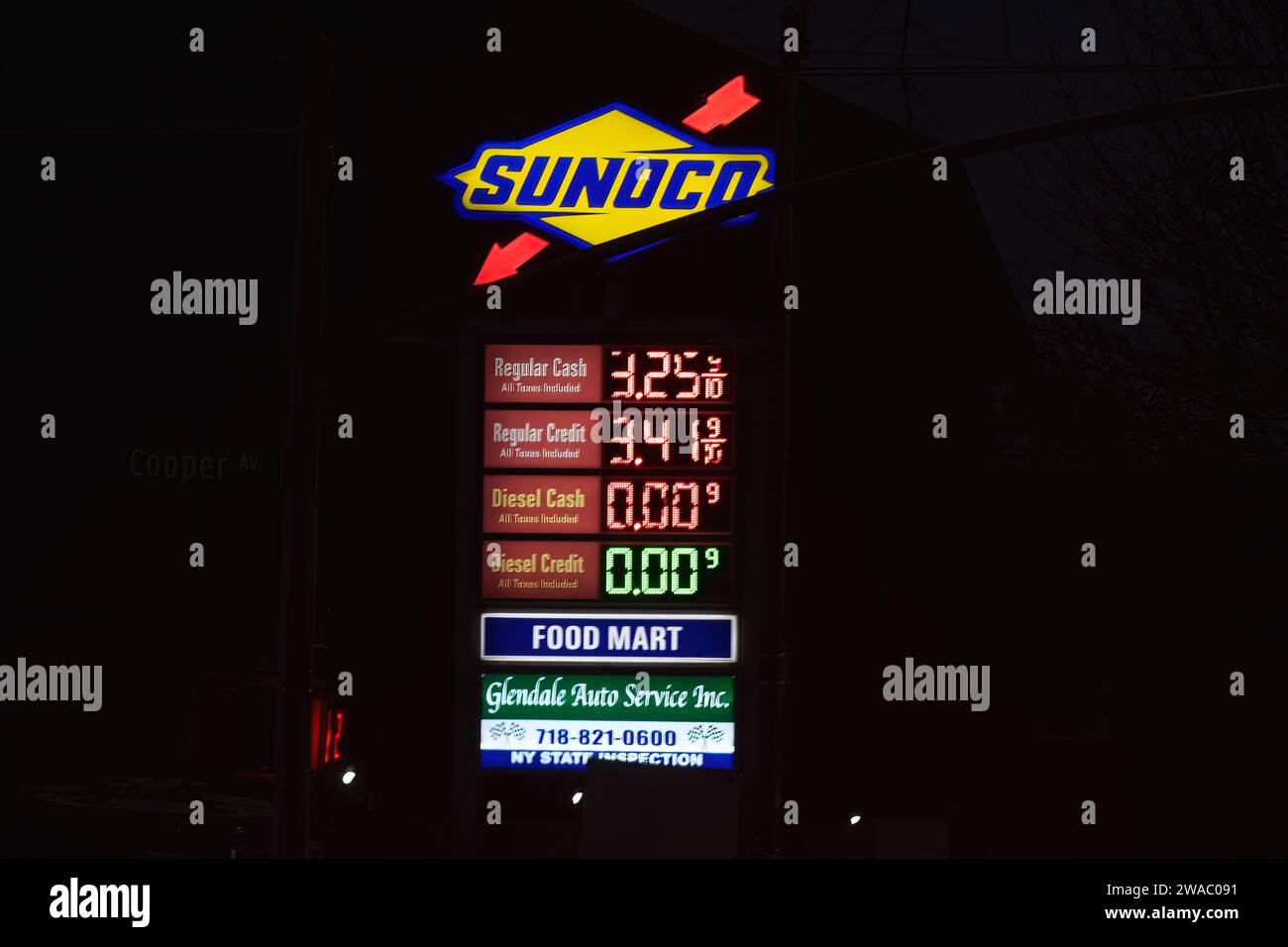 Cartello stazione di servizio Sunoco Foto Stock