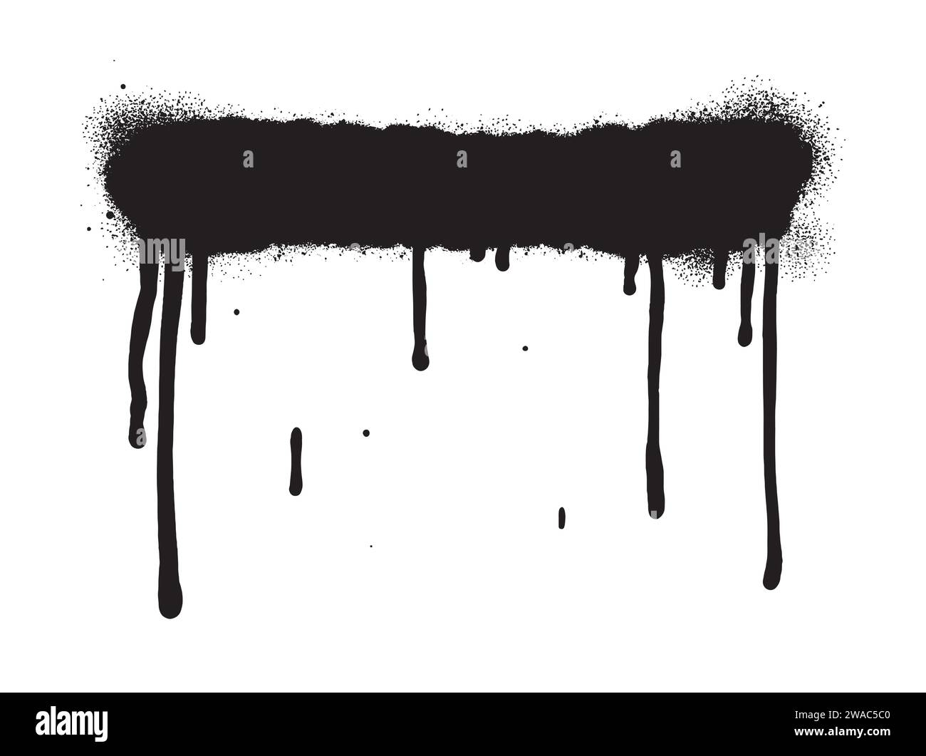 Vernice spray di colore nero o elemento di design graffiti sullo sfondo bianco della parete. Illustrazione Vettoriale