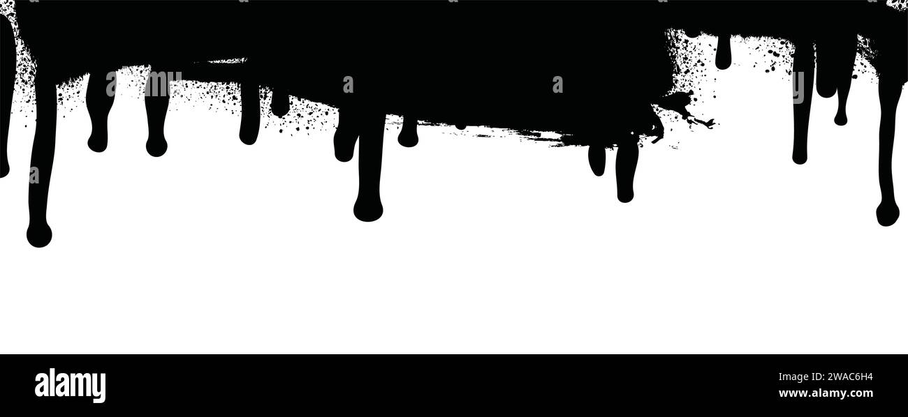 Vernice spray di colore nero o elemento di design graffiti sullo sfondo bianco della parete. Illustrazione Vettoriale