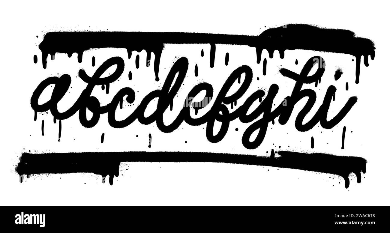 Vernice spray di colore nero o elemento di design graffiti sullo sfondo bianco della parete. Illustrazione Vettoriale