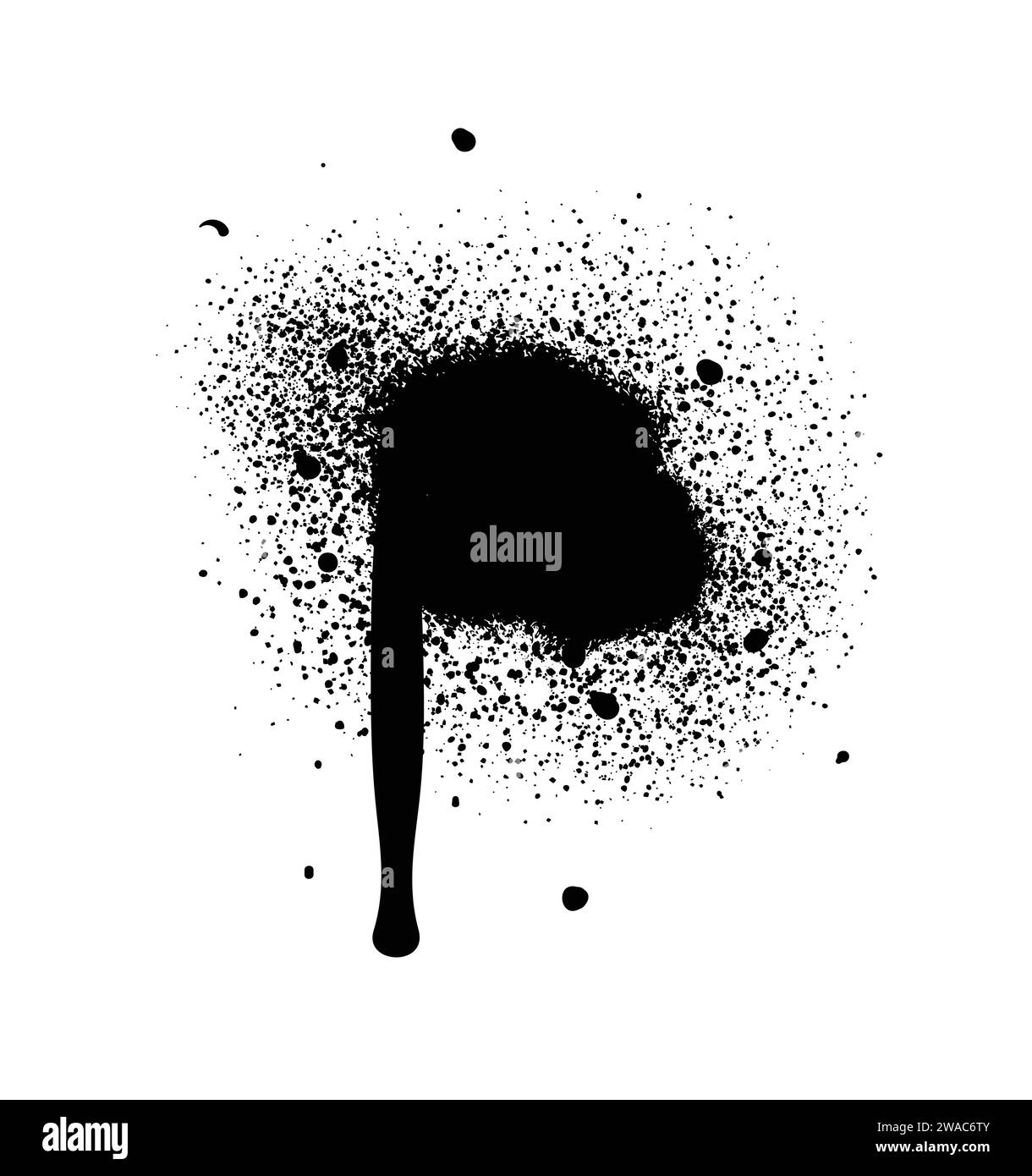 Vernice spray di colore nero o elemento di design graffiti sullo sfondo bianco della parete. Illustrazione Vettoriale