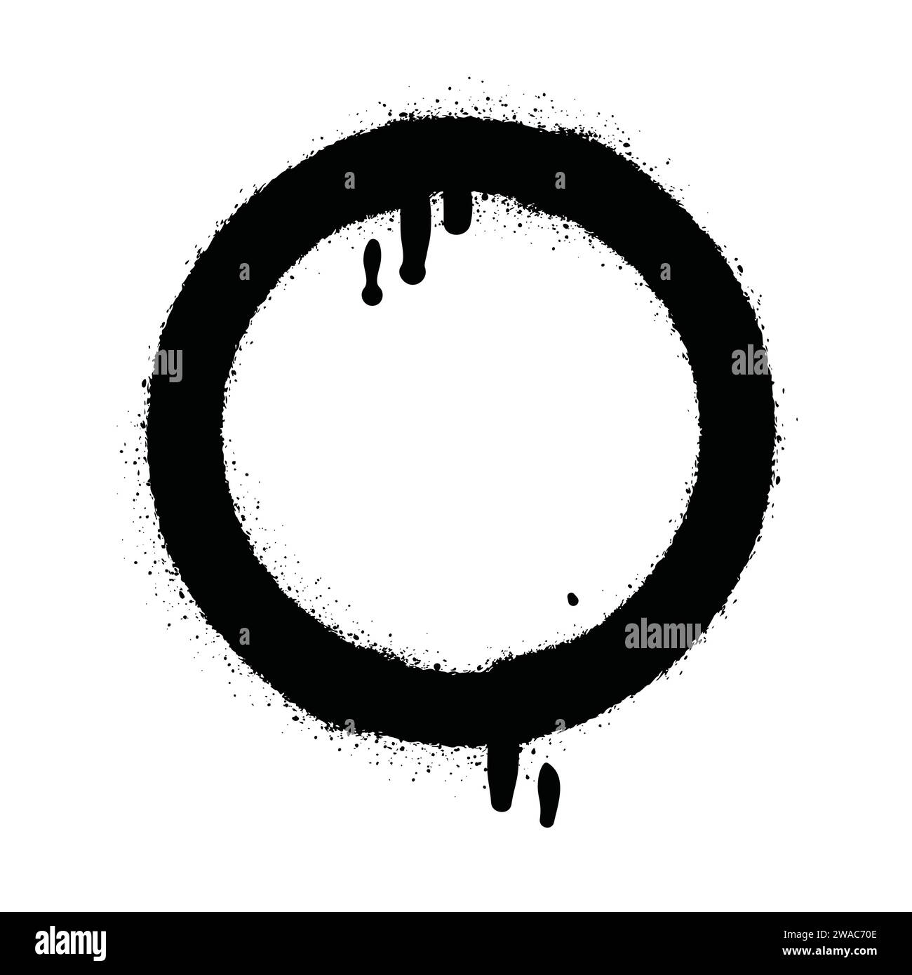 Vernice spray di colore nero o elemento di design graffiti sullo sfondo bianco della parete. Illustrazione Vettoriale