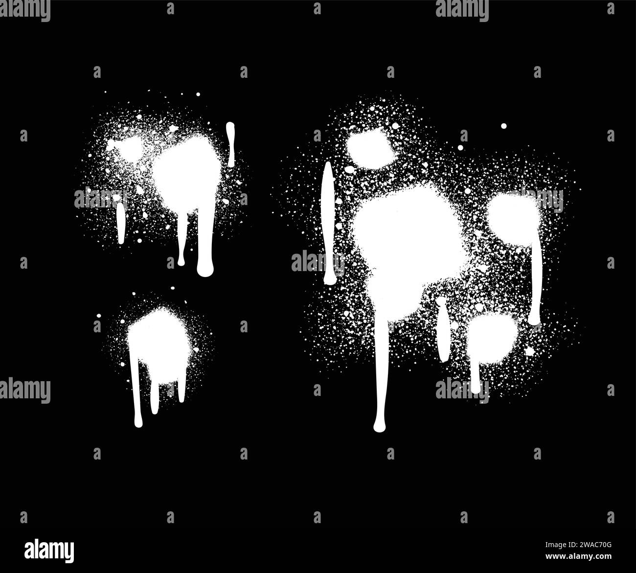 Vernice spray di colore nero o elemento di design graffiti sullo sfondo bianco della parete. Illustrazione Vettoriale