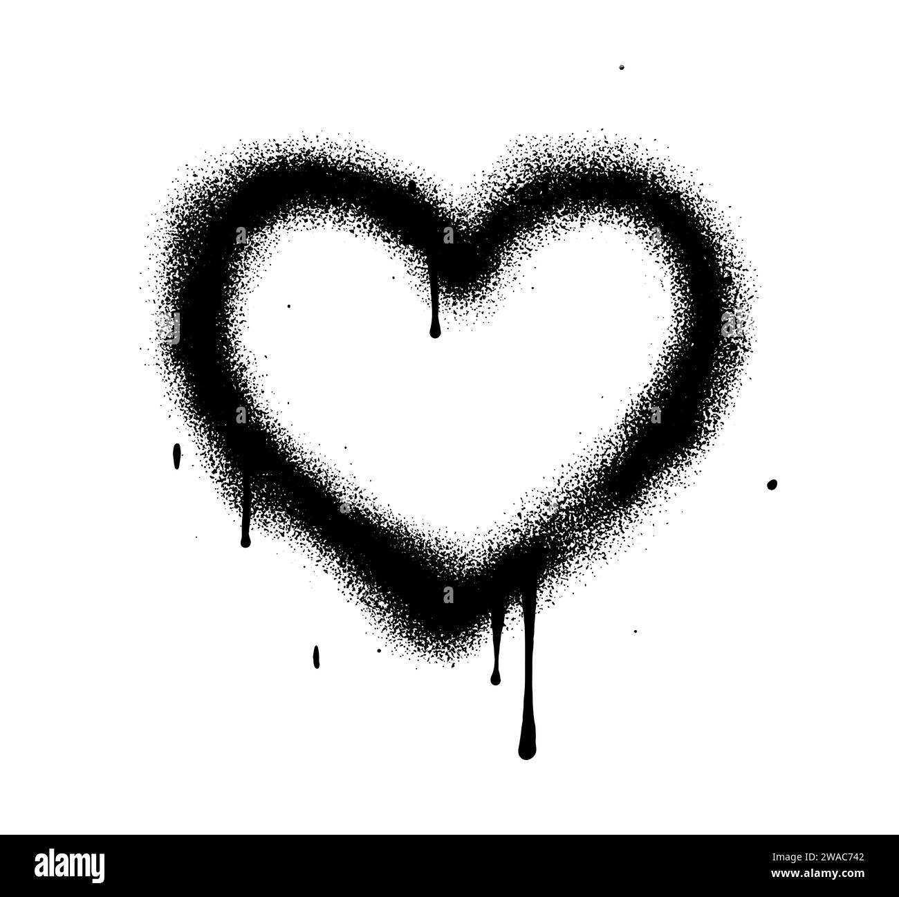 Vernice spray di colore nero o elemento di design graffiti sullo sfondo bianco della parete. Illustrazione Vettoriale