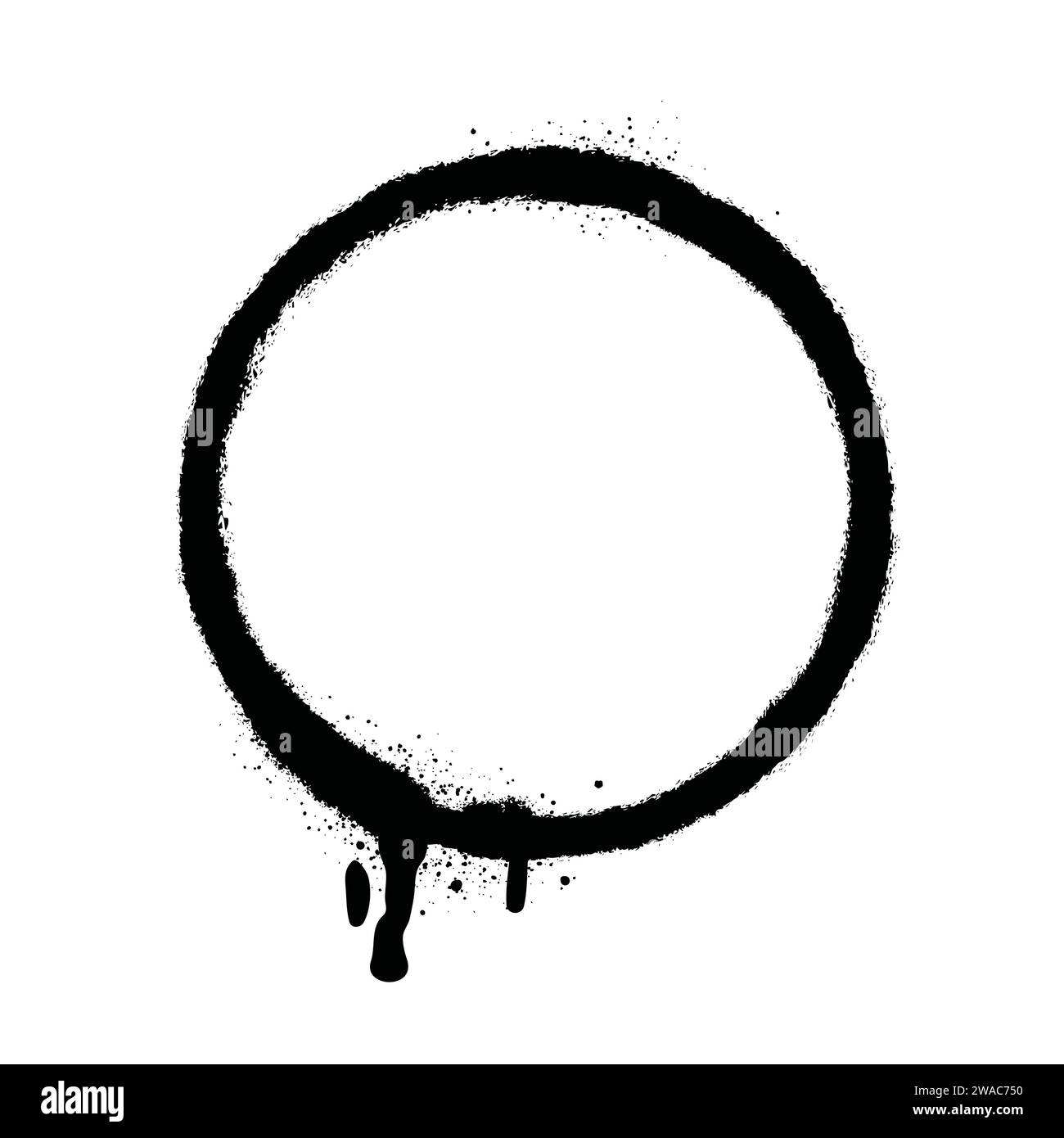 Vernice spray di colore nero o elemento di design graffiti sullo sfondo bianco della parete. Illustrazione Vettoriale