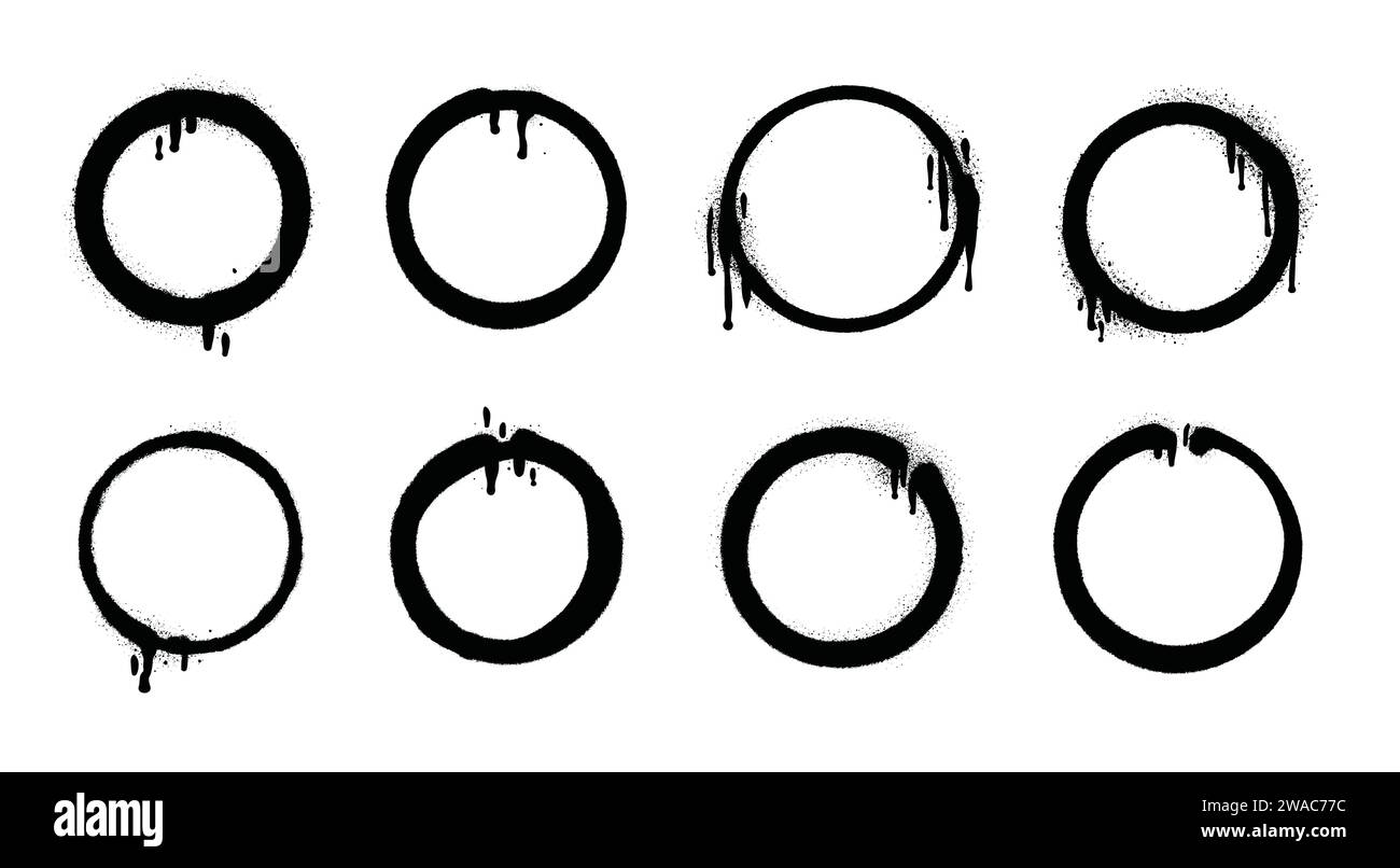 Vernice spray di colore nero o elemento di design graffiti sullo sfondo bianco della parete. Illustrazione Vettoriale