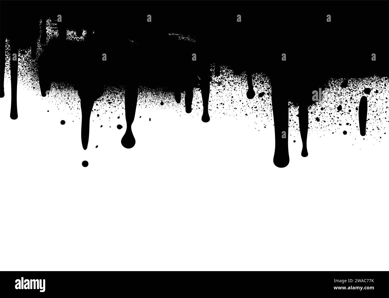 Vernice spray di colore nero o elemento di design graffiti sullo sfondo bianco della parete. Illustrazione Vettoriale