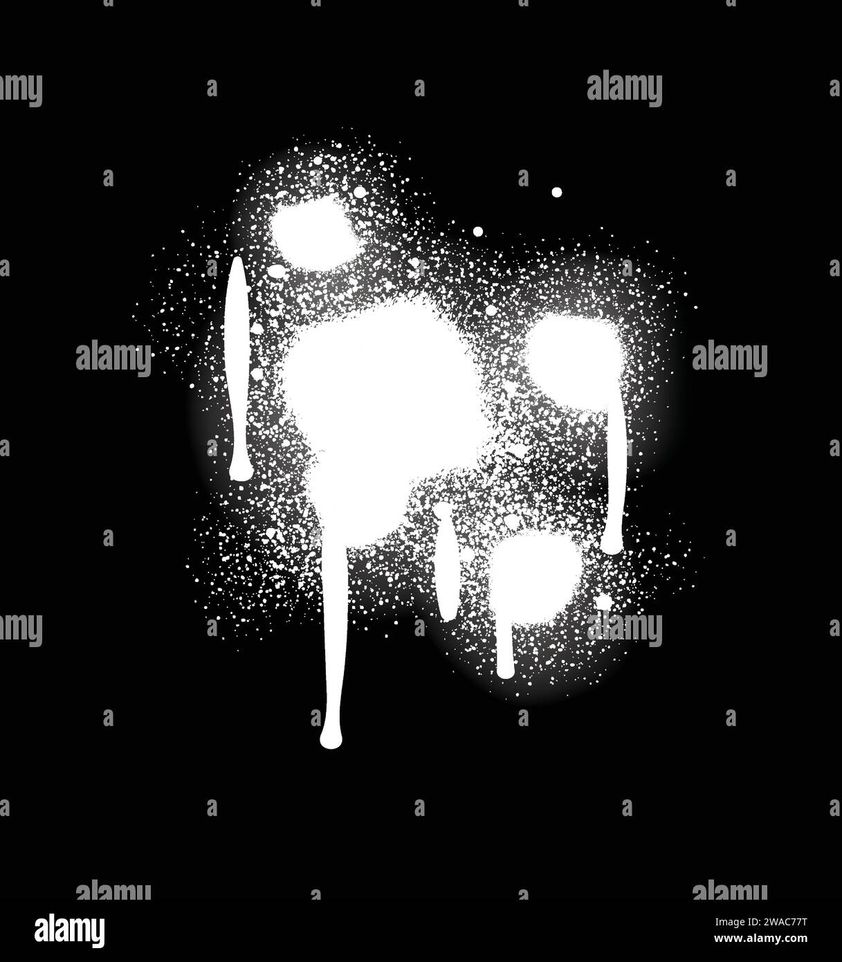 Vernice spray di colore nero o elemento di design graffiti sullo sfondo bianco della parete. Illustrazione Vettoriale