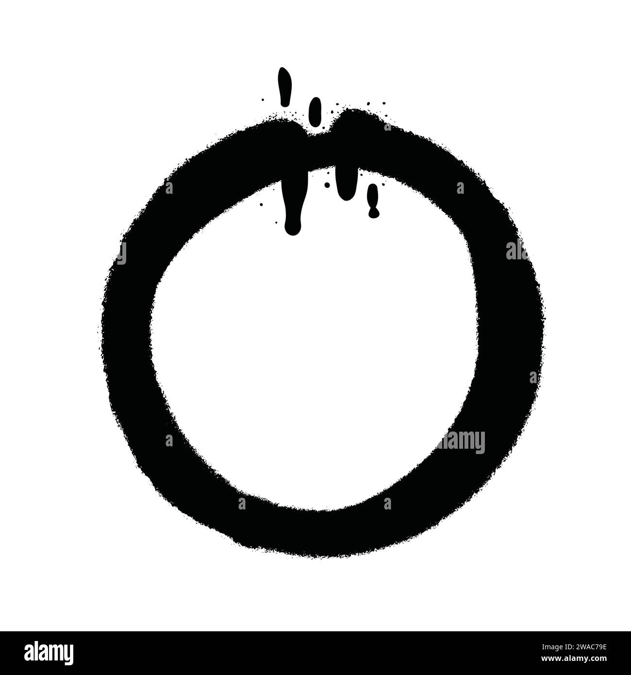 Vernice spray di colore nero o elemento di design graffiti sullo sfondo bianco della parete. Illustrazione Vettoriale