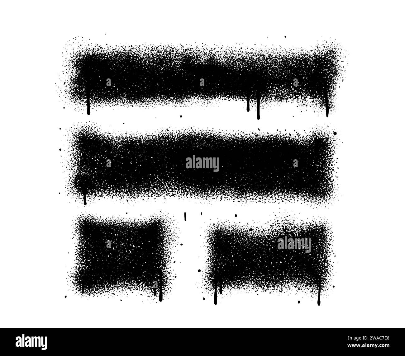 Vernice spray di colore nero o elemento di design graffiti sullo sfondo bianco della parete. Illustrazione Vettoriale