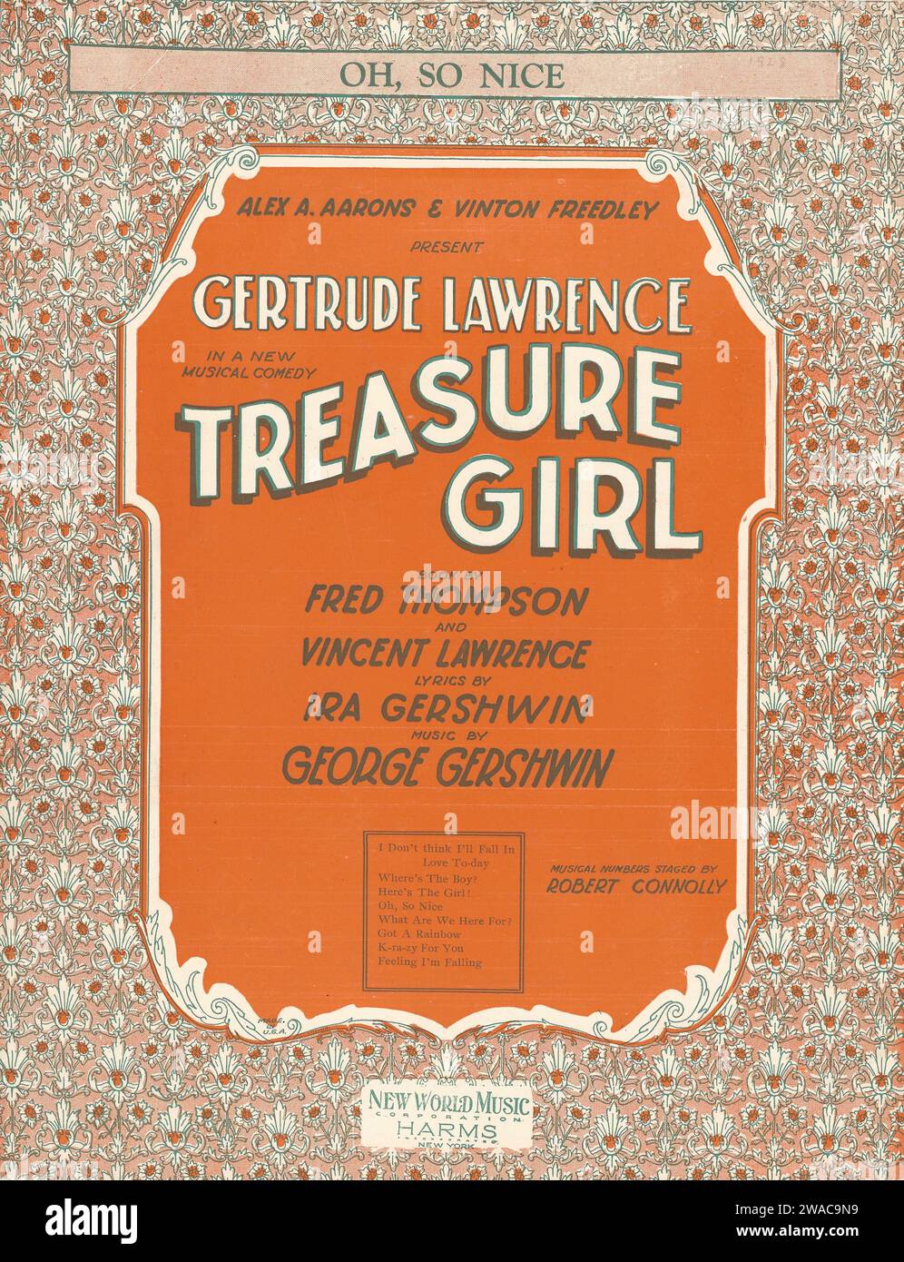 "Treasure Girl" Gertrude Lawrence 1928 Gershwin Musical Sheet Music cover Foto Stock