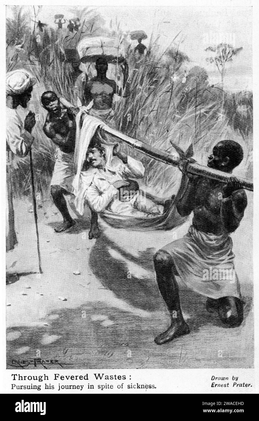 Il missionario David Livingstone sta perseguendo il suo viaggio di esplorazione in Africa nonostante la malattia Foto Stock