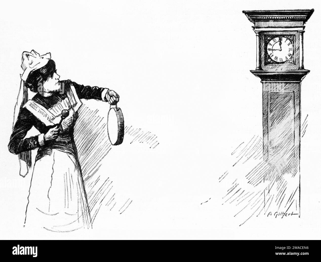 Una cameriera annuncia che il pasto è pronto, pubblicato intorno al 1913 Foto Stock