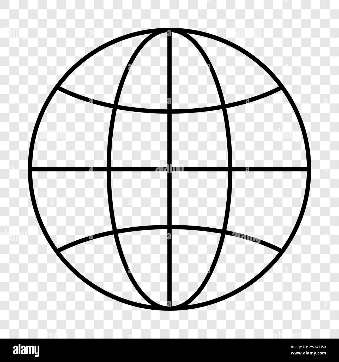 Simbolo del contorno del globo. Illustrazione vettoriale isolata su sfondo trasparente Illustrazione Vettoriale