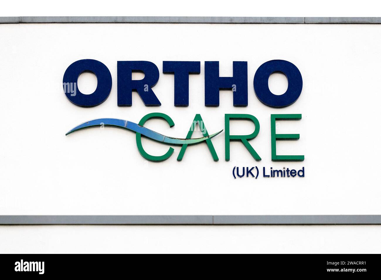 Ortho-Care Ltd firma per fornitore specializzato di prodotti ortodontici per gli studi ortodontici e i rivenditori dentistici. Foto Stock