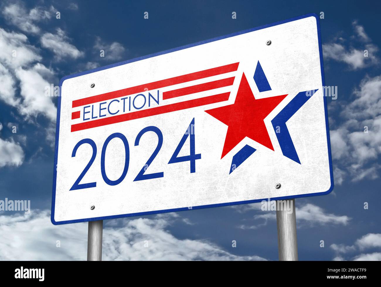 Elezioni USA 2024 - segnaletica stradale Foto Stock
