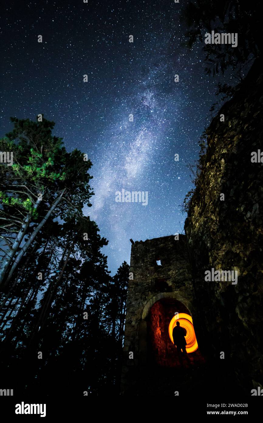 Cieli stellati catturati in pixel. Foto Stock