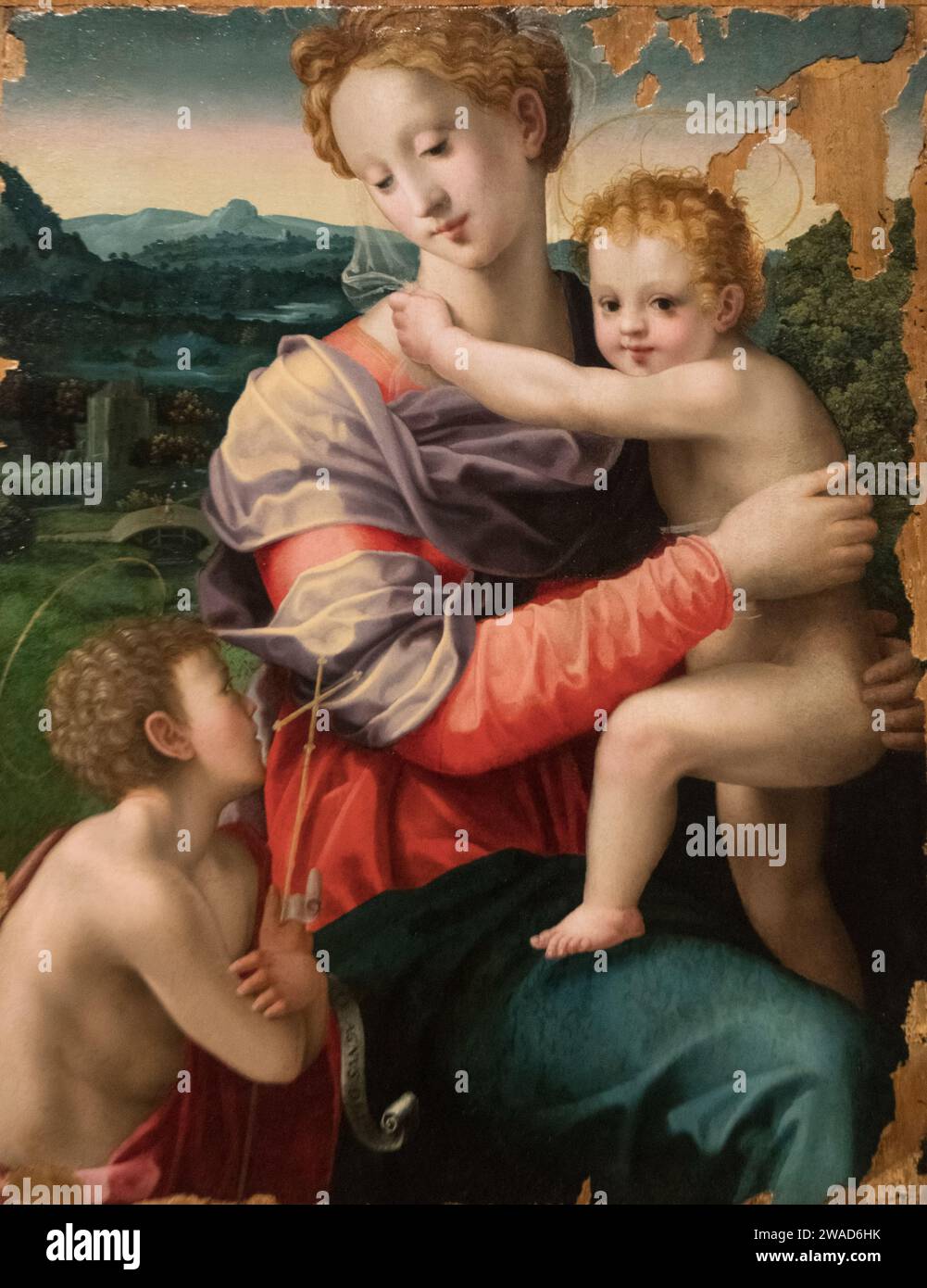 Michele di Ridolfo (Michele Tosini): "Vergine col bambino con il giovane San Giovanni Battista" (ca 1540-1550) Foto Stock