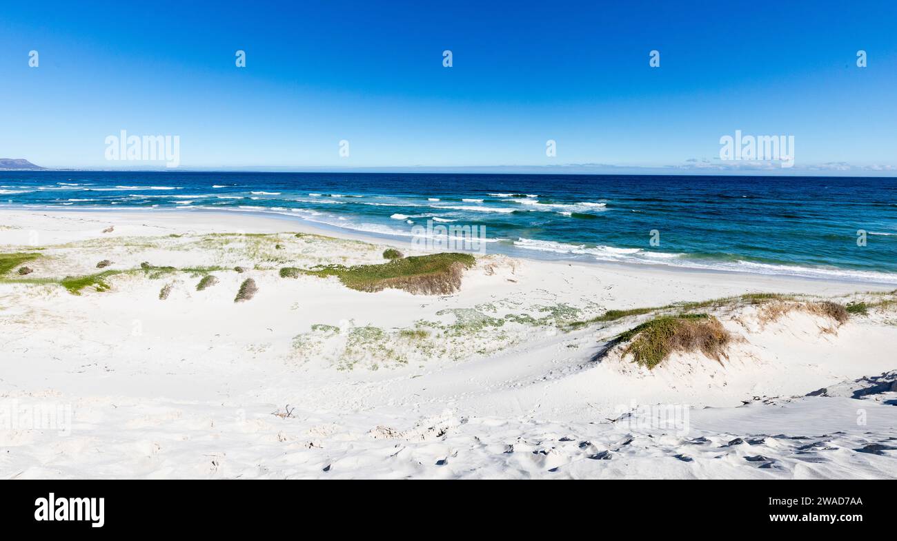 Vista sulla spiaggia e sull'oceano nella riserva naturale di Walker Bay Foto Stock