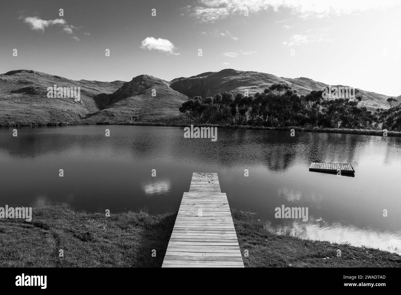 Sud Africa, molo e stagno nella Stanford Valley Foto Stock