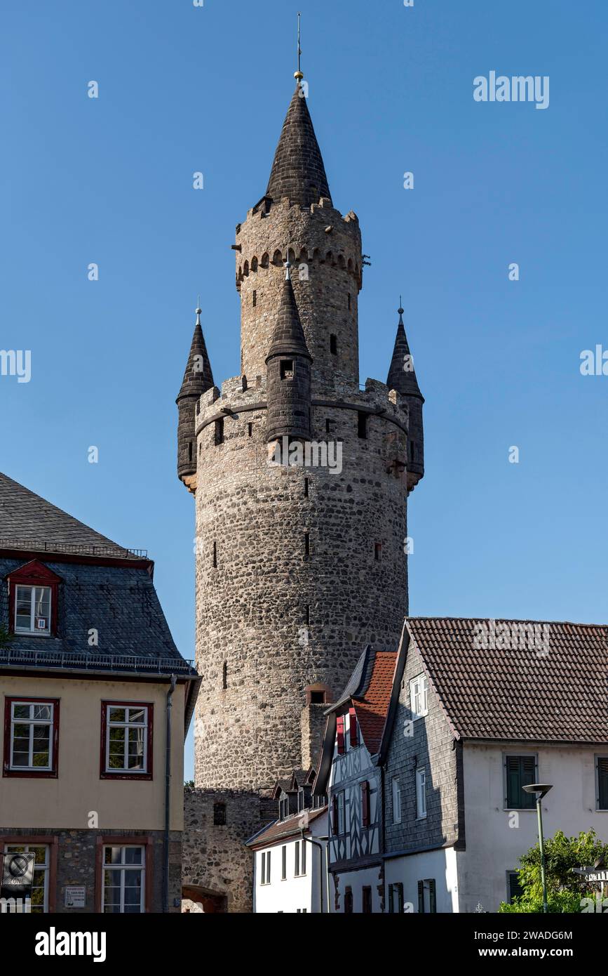 Castello di Adolfsturm, torre medievale del castello di Friedberg, Butterfassturm, Friedberg, Wetteraukreis, Assia, Germania Foto Stock