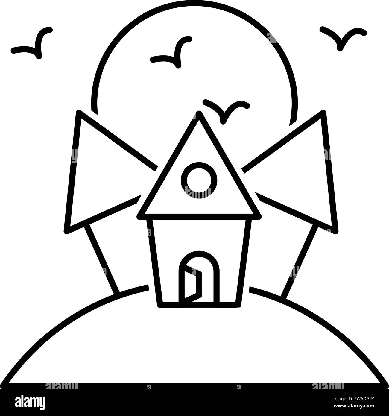 Icona per casa spaventosa, spaventosa Illustrazione Vettoriale