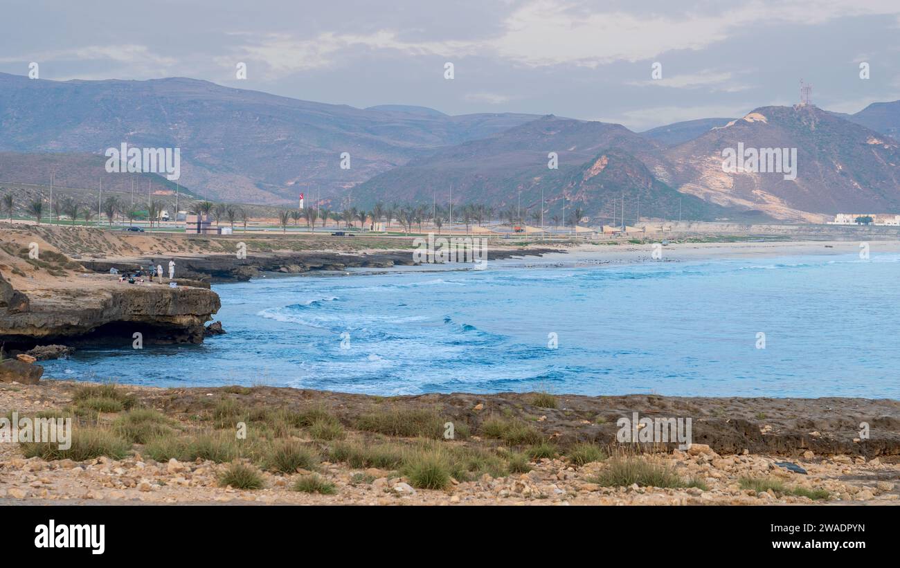 Vista di salalah -Spiaggia di al Mughsayl (scritta anche come Spiaggia di al Mughsail) è probabilmente l'attrazione turistica più famosa di salalah, Dhofar, Oman. Foto Stock