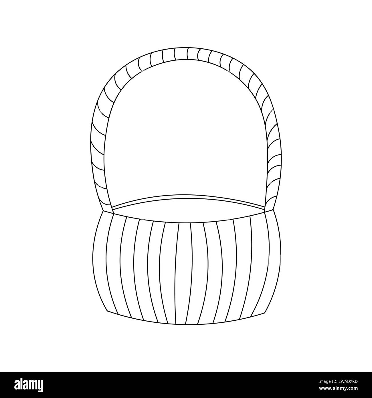 Cestello su sfondo bianco in stile doodle. Cestino per caramelle e dolci. Illustrazione vettoriale. Illustrazione Vettoriale