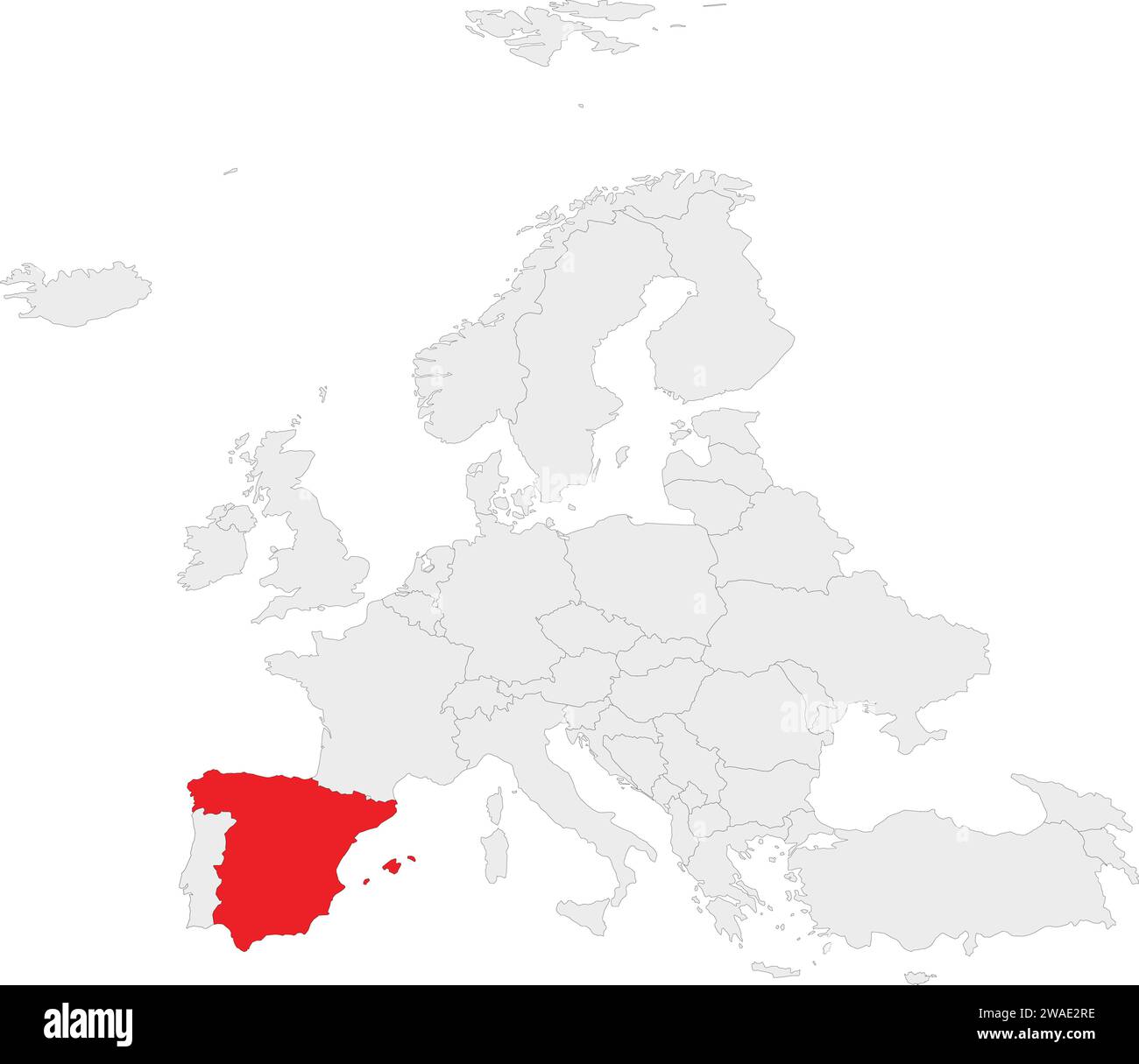 Mappa delle località del REGNO DI SPAGNA, EUROPA Illustrazione Vettoriale
