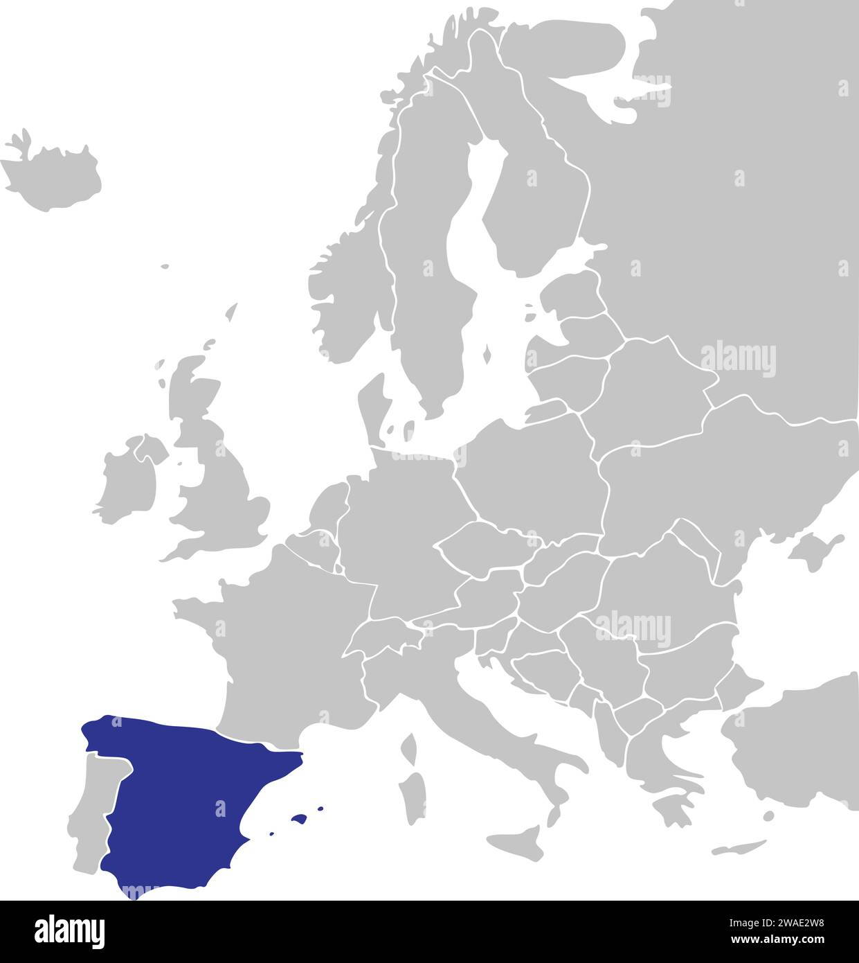 Mappa delle località del REGNO DI SPAGNA, EUROPA Illustrazione Vettoriale