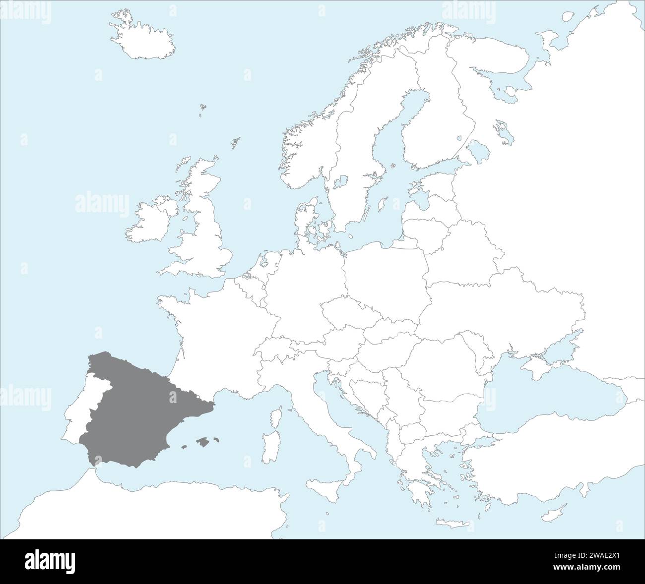 Mappa delle località del REGNO DI SPAGNA, EUROPA Illustrazione Vettoriale